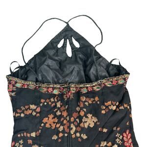 Aftershock London 100% Silk Beaded Halter Top Boho Festival Y2K Indian Handmade